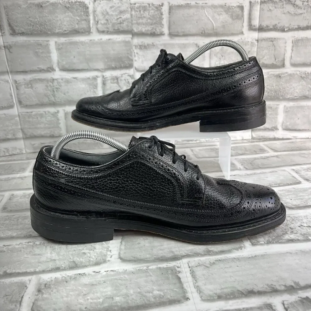 Hanover Vintage Sheppard LB Signatures Black Pebble Leather Wingtip Oxfords 9.5